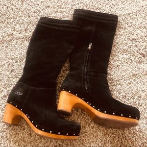 UGG | Shoes | Ugg Womens Thebes Clog Black Suede Knee High Boots Mint |  Poshmark